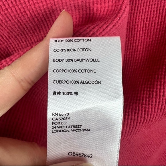 FREE PEOPLE Top Womens Pink Waffle AMELIA THERMAL Flowy Oversized Slit size XS - Picture 6 of 7